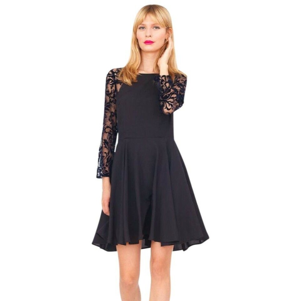 Yumi Kim Women's Delicate Lace Print Empire Dress Size XS NWT 249 Black white